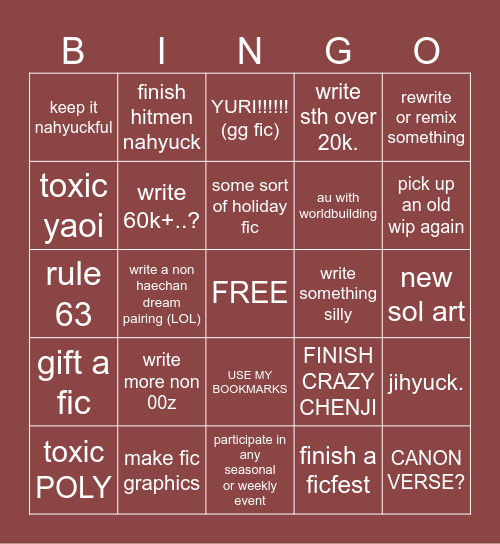 SOL 2025 BINGO Card