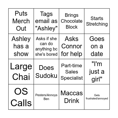 Ashley BINGO Card