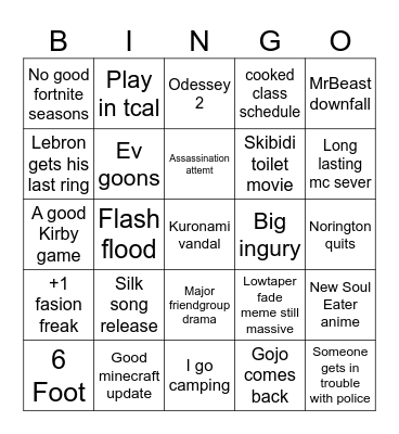 2025 bingo Card