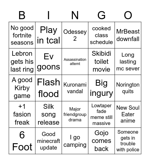 2025 bingo Card
