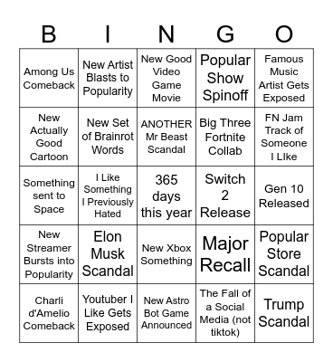 2025 PREDICTIONS Bingo Card