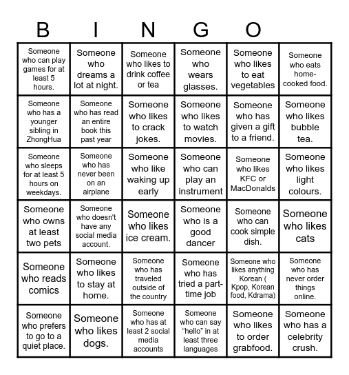 3R8 Class Bingo Games Bingo Card