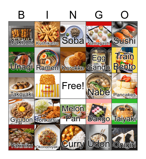 Japanese Food Bingo! Bingo Card
