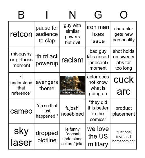 MCU Shot Bingo Card
