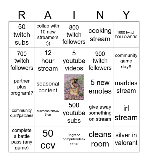 2025 RAINY BING-GOALS Bingo Card