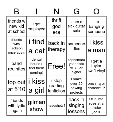 clems 2025 Bingo Card