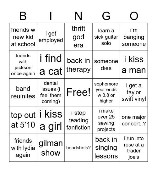 clems 2025 Bingo Card