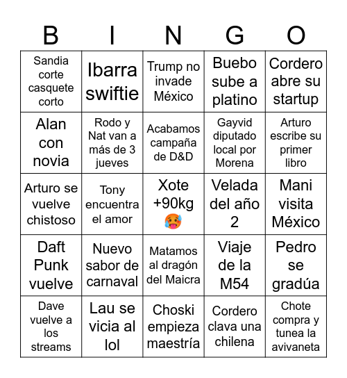 2025 Bingo Card