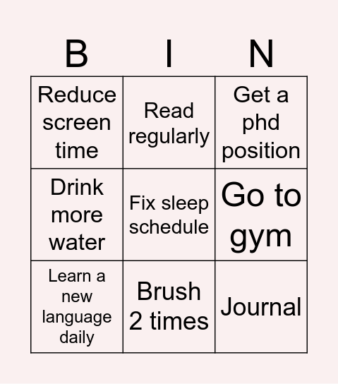 2025 BINGO CARD Bingo Card