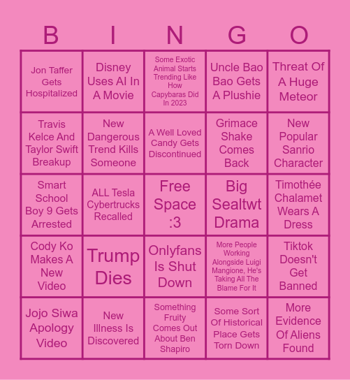 Ratthew's 2025 Bingo Card :3 Bingo Card