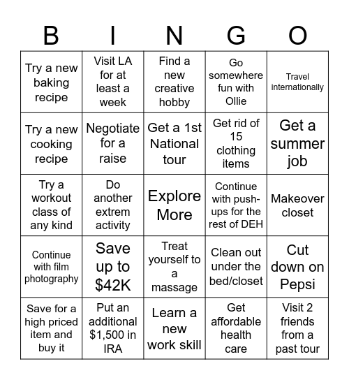 2025 Bingo Card