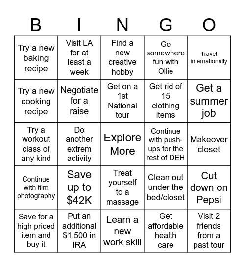 2025 Bingo Card