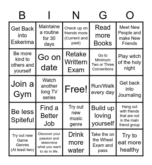 Miguels 2025 Goals Bingo Card