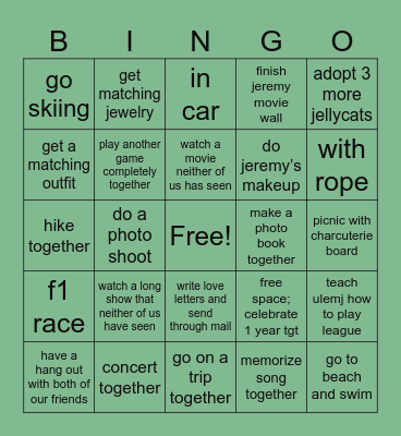 uleremy Bingo Card