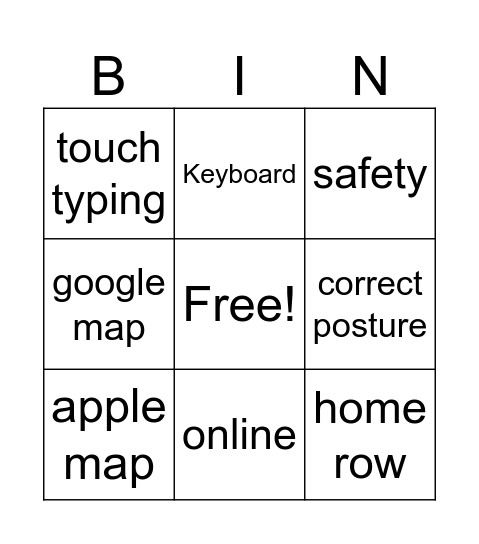 Online Safety Bingo Card