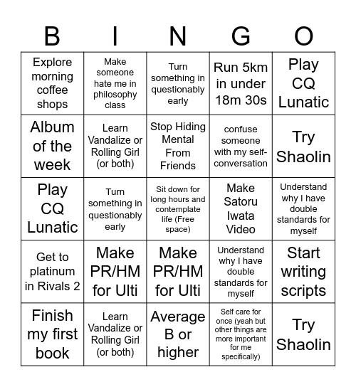 Ciph's At-Present goals of questionable importance Bingo Card