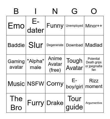 VR Chat Bingo Card