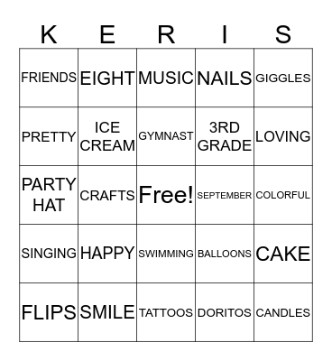 KERI'S BIRTHDAY BINGO Card