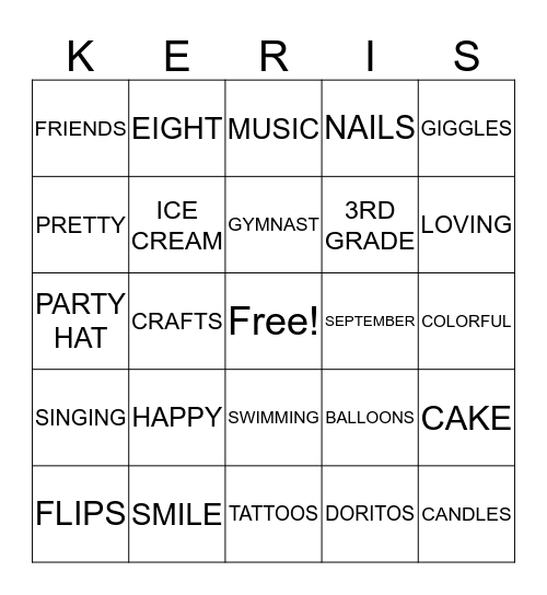 KERI'S BIRTHDAY BINGO Card