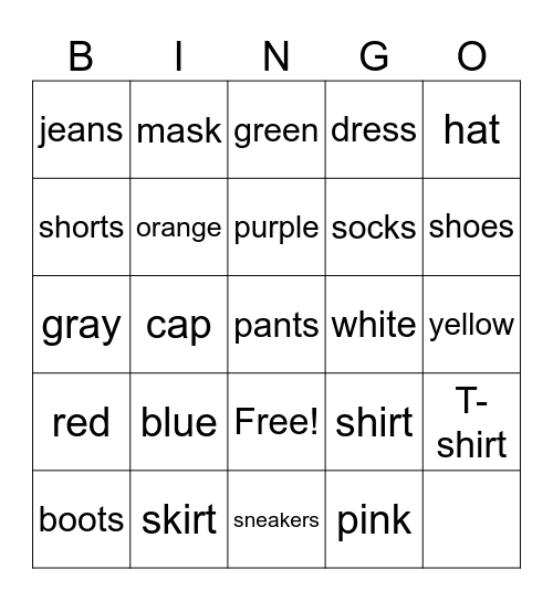 Unit 4 Bingo Card