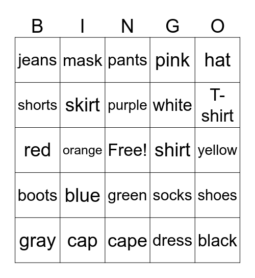 Unit 4 Bingo Card