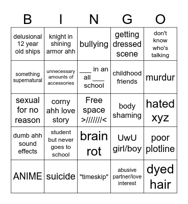 GACHA BINGO!!! Bingo Card