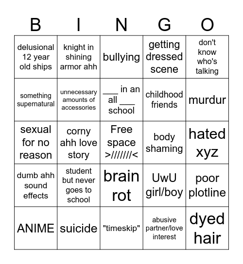 GACHA BINGO!!! Bingo Card