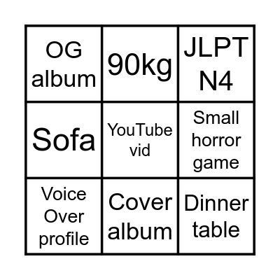 New Years Resolutions Bingo Card