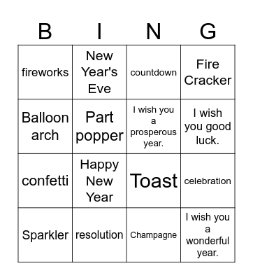 New Year 2025- Senior Bingo Card