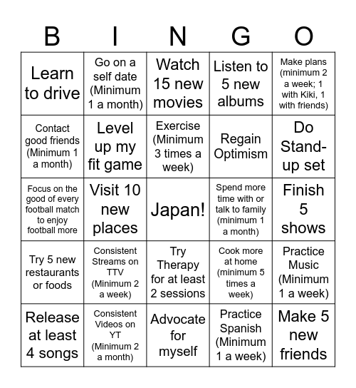 CY 2025 Bingo Card