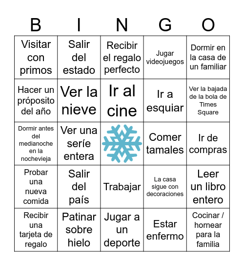 Human Bingo - Winter Break Edition Bingo Card