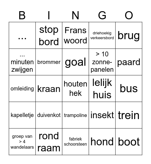 Trein Blih fun Bingo Card