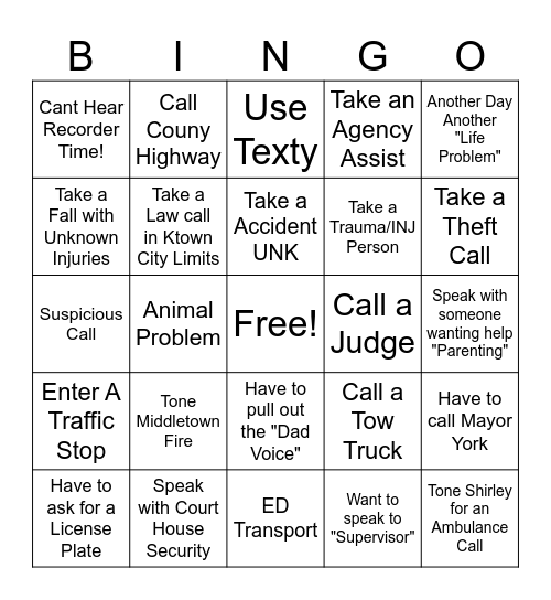 Dispatch Bingo Card