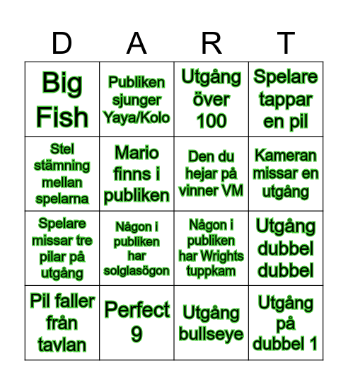 DART VM BINGO Card