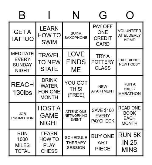 Chrislande's 2025 Vision Goals Bingo Card