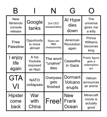 2025 Bingo Card