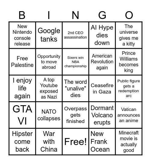 2025 Bingo Card