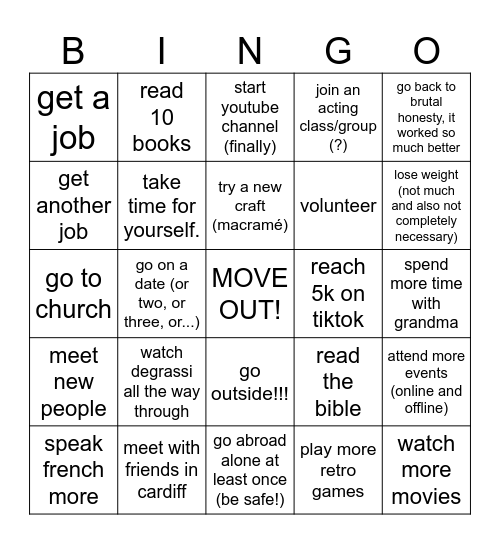 Lili's 2025 Bingo Card
