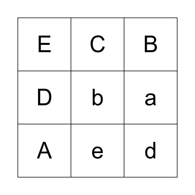 Letters Bingo Card