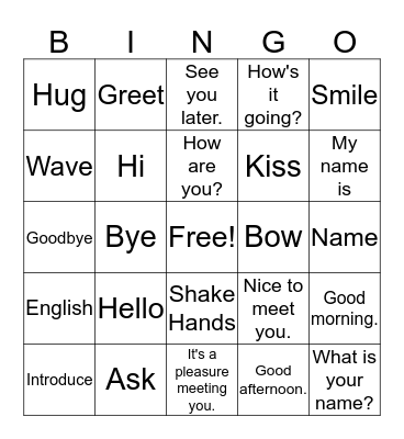 Meeting and Greeting Bingo Card
