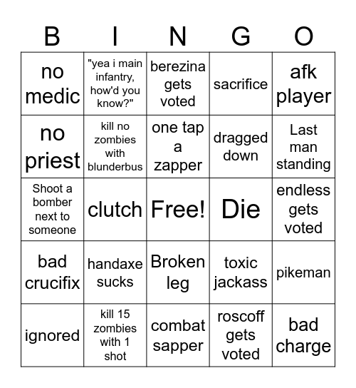 Seaman bingo Card
