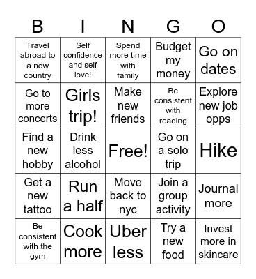 2025 Bingo Card