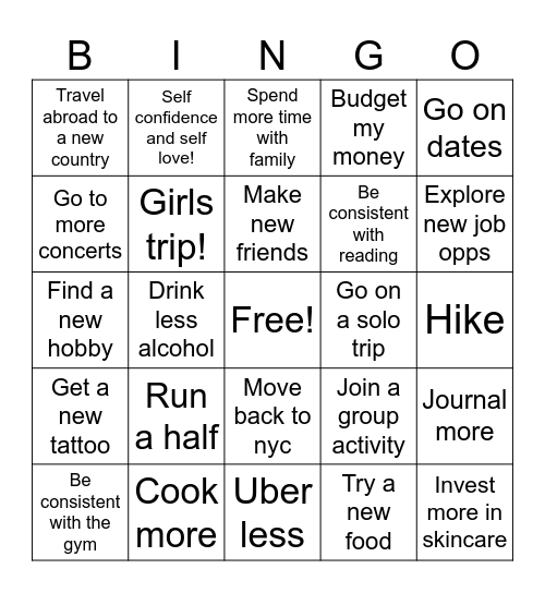 2025 Bingo Card