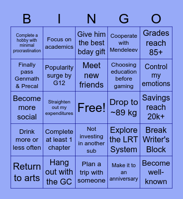 New Year Bingo Card