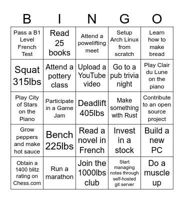 2025 Bingo Card