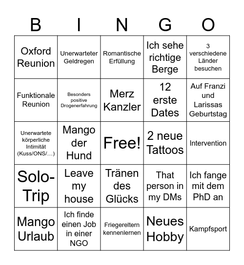2025 Jahresbingo Card