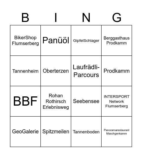 Saisonschluss-Abend Bingo Card
