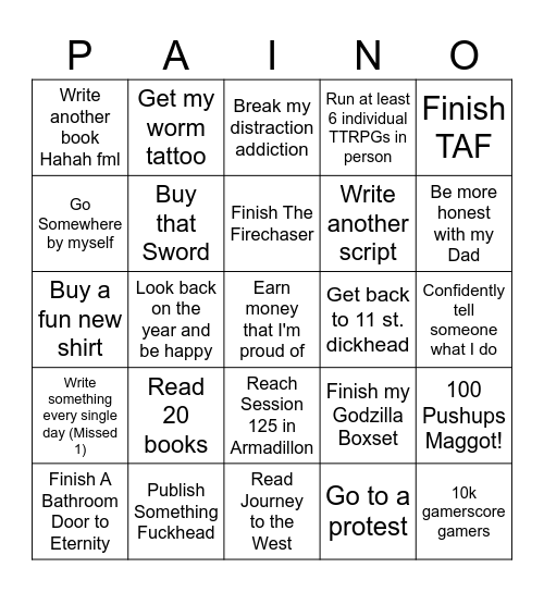 I'm Joining in Guys Bingo Card