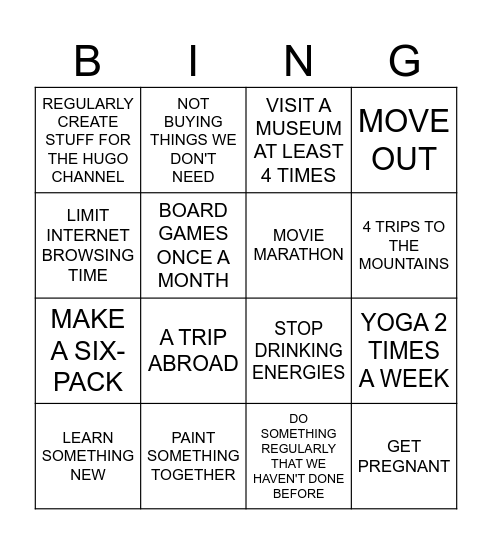 BINGO 2025 Bingo Card