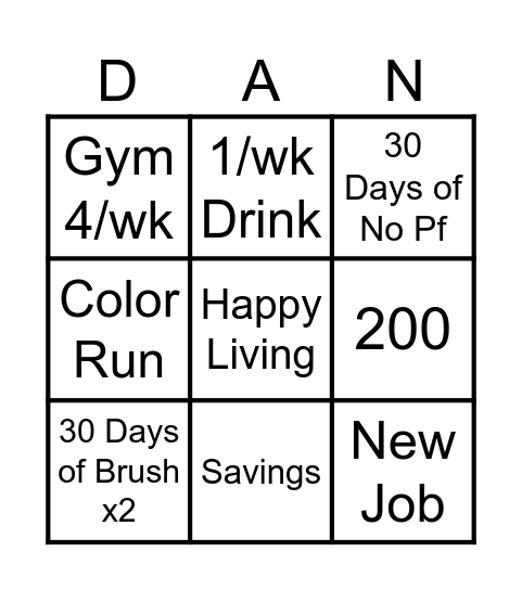 2025 Bingo for Danny Bingo Card